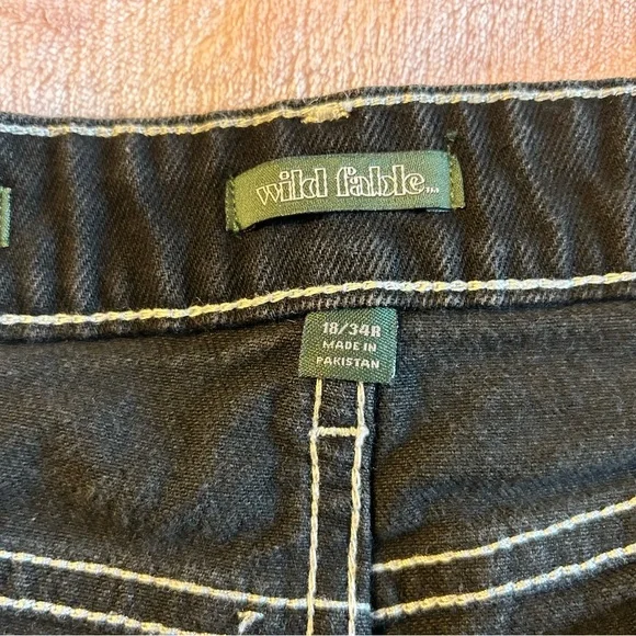 Wild Fable super high rise baggy jean black wide leg cargo jeans size 18 - Picture 5 of 10